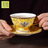 Ceramic cup Bone China coffee cup and saucer set, enamel color high-end exquisite ceramic flower tea cup, small luxury afternoon tea, red tea cup gift box, home gift Application Scenario